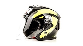 Шлем мото открытый HIZER J222 (L) #2 black/yellow (2 визора)