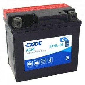Аккумулятор EXIDE ETX5L-BS (12V/4Ah) (YTX5L-BS)