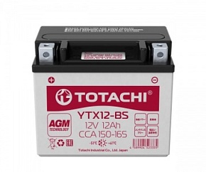 Аккумулятор TOTACHI MOTO YTX12-BS R AGM 12V12Ah