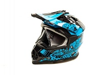 Шлем мото кроссовый GTX 632S (M) #3 BLACK / BLUE подростковый